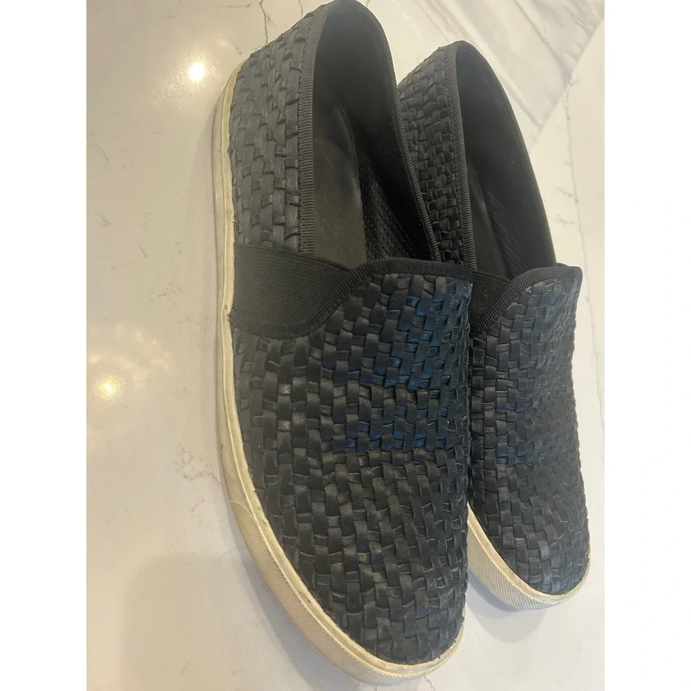 Vince Slip On Sneakers Black Woven Leather Low Top Blair Shoes